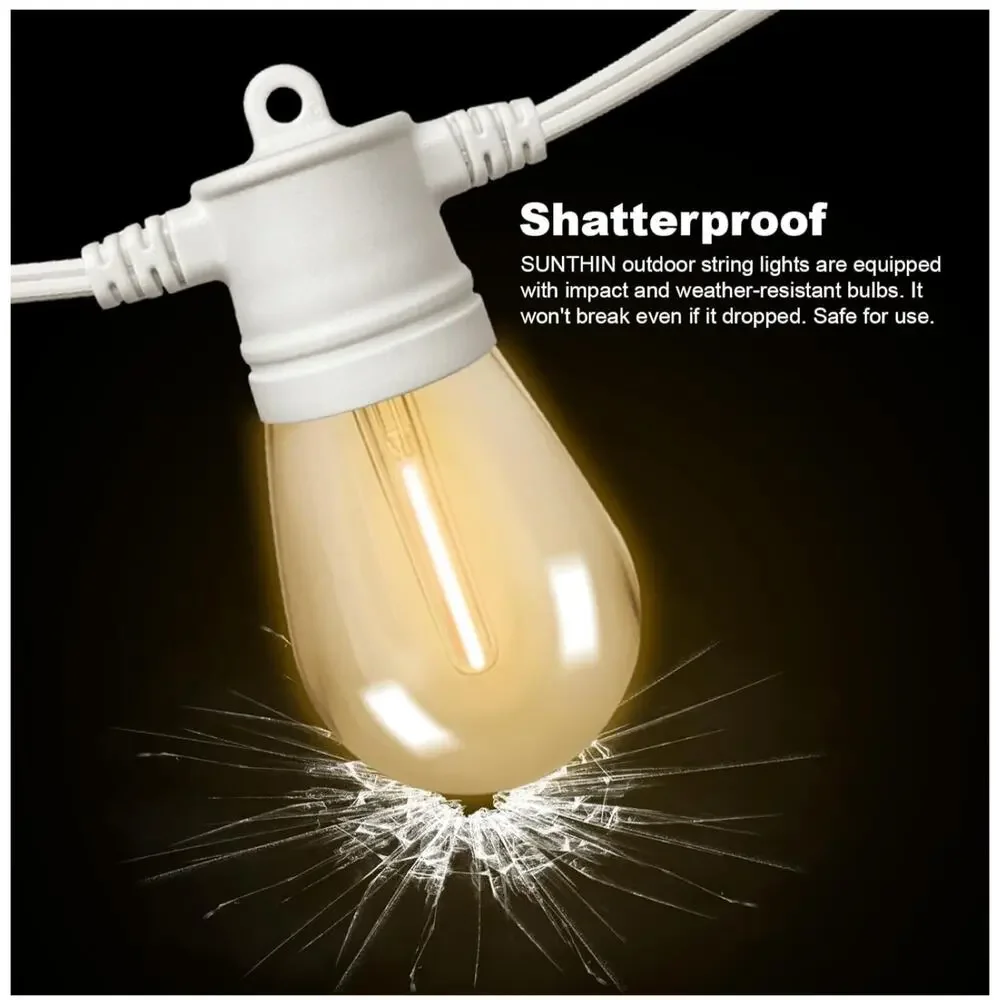 Sunthin Outdoor Patio Garden White String LED Shatterproof Lights